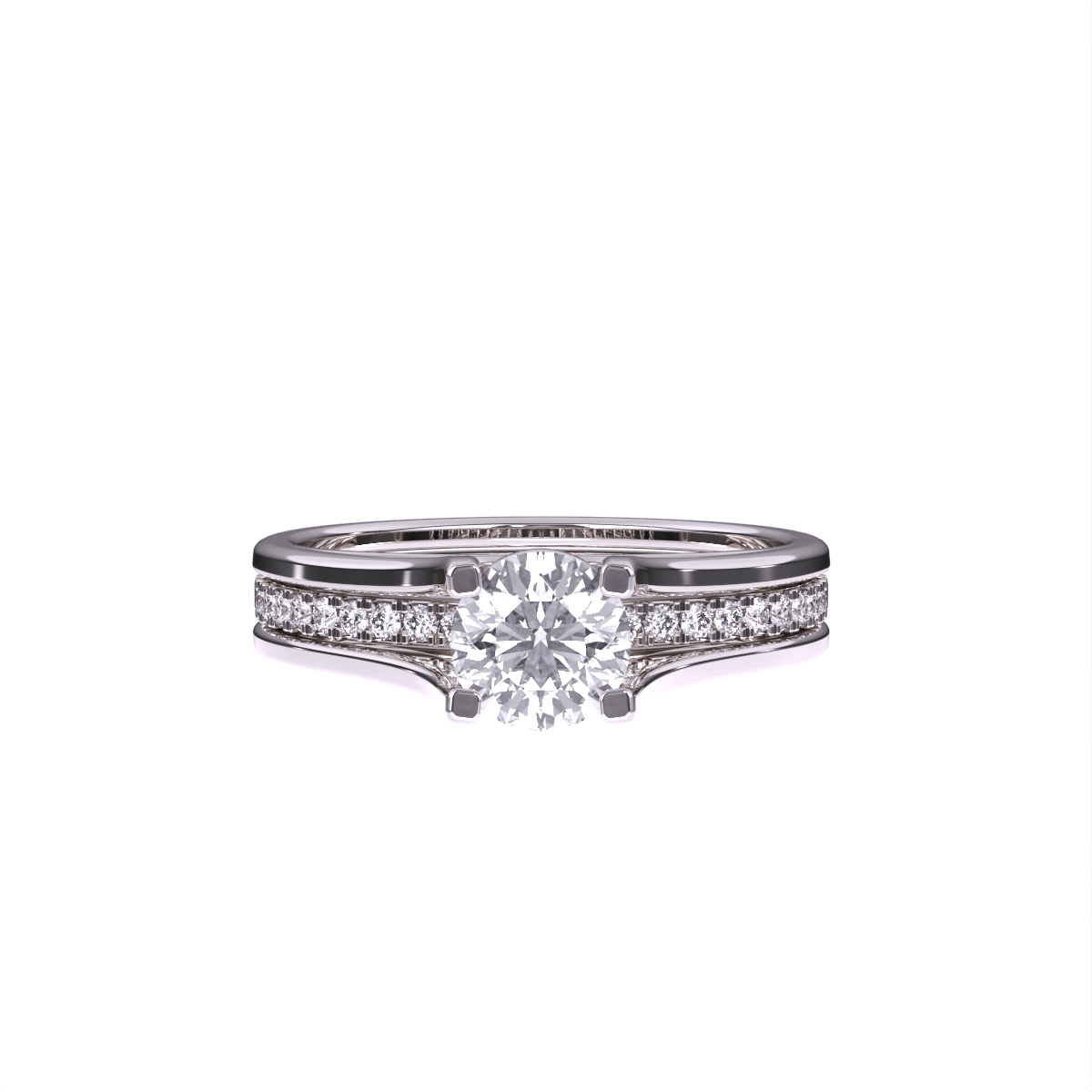 Designer Three Row Solitaire With Accent Ring